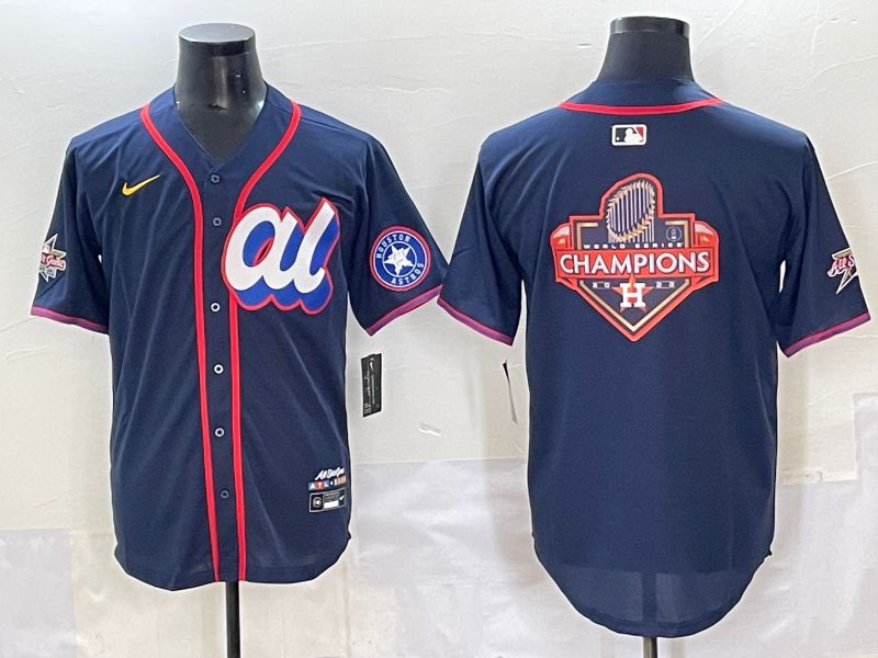 Men 2025 Houston Astros Blank Drak Blue All star Nike MLB Jersey style 10